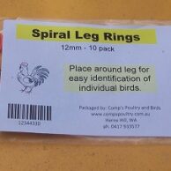 Poultry Leg rings - 12mm spiral mixed - pk 10